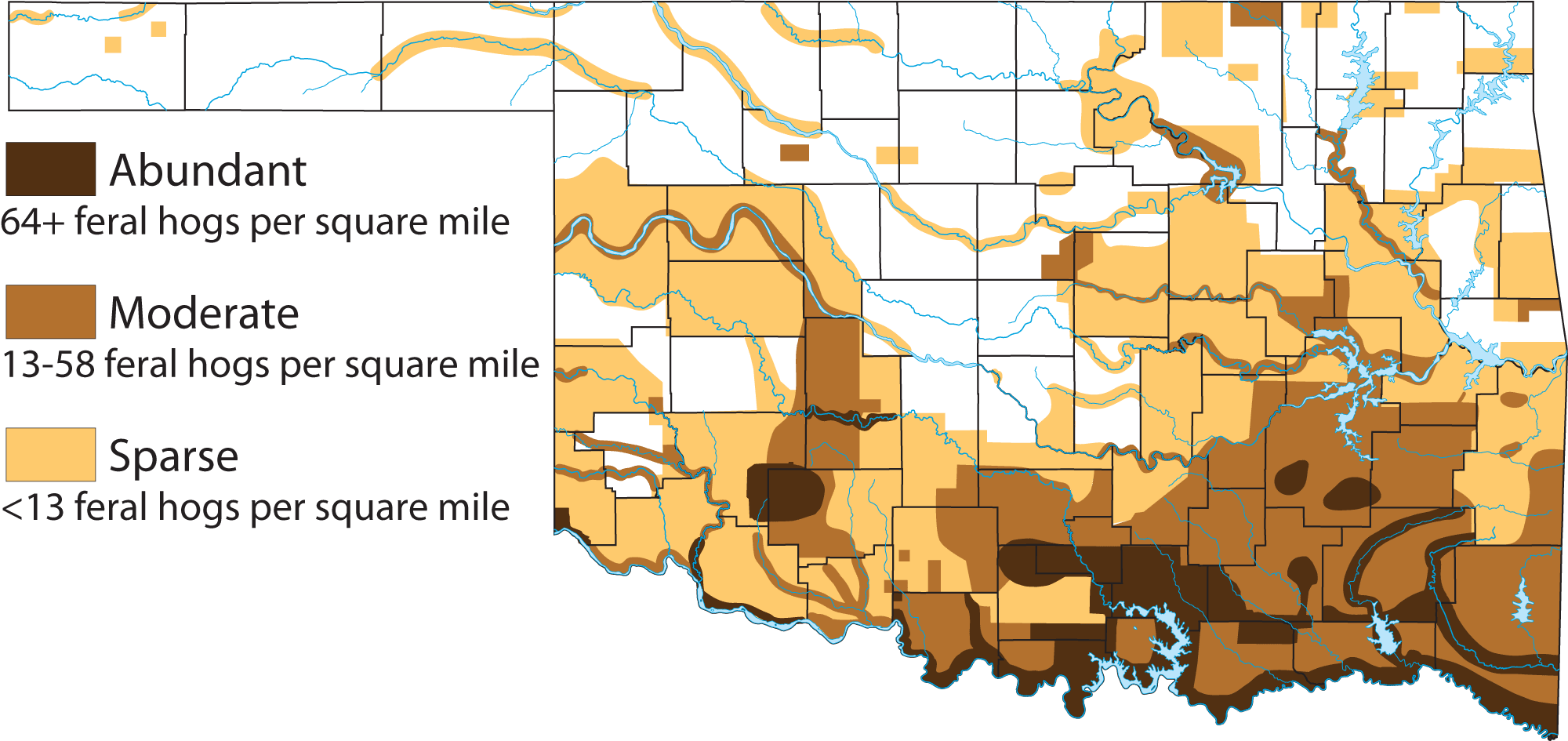 Feral Hog Density Map Oklahoma